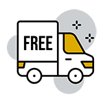 This icon is of a truck with Free Shipping on it since Beyond Delights offers free shipping on most products sold throughout the store.